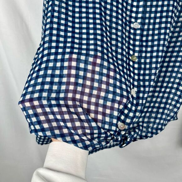 About A Girl Plaid Sheer Button Down Long Sleeve Medium - Picture 2 of 9